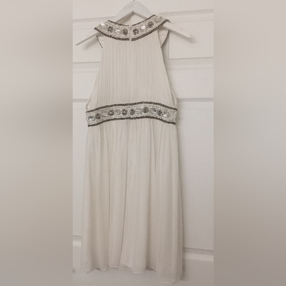 Caché Vintage Grecian Goddess Ivory Bejewelled Silk Dress- Size: 8 - Picture 16 of 16